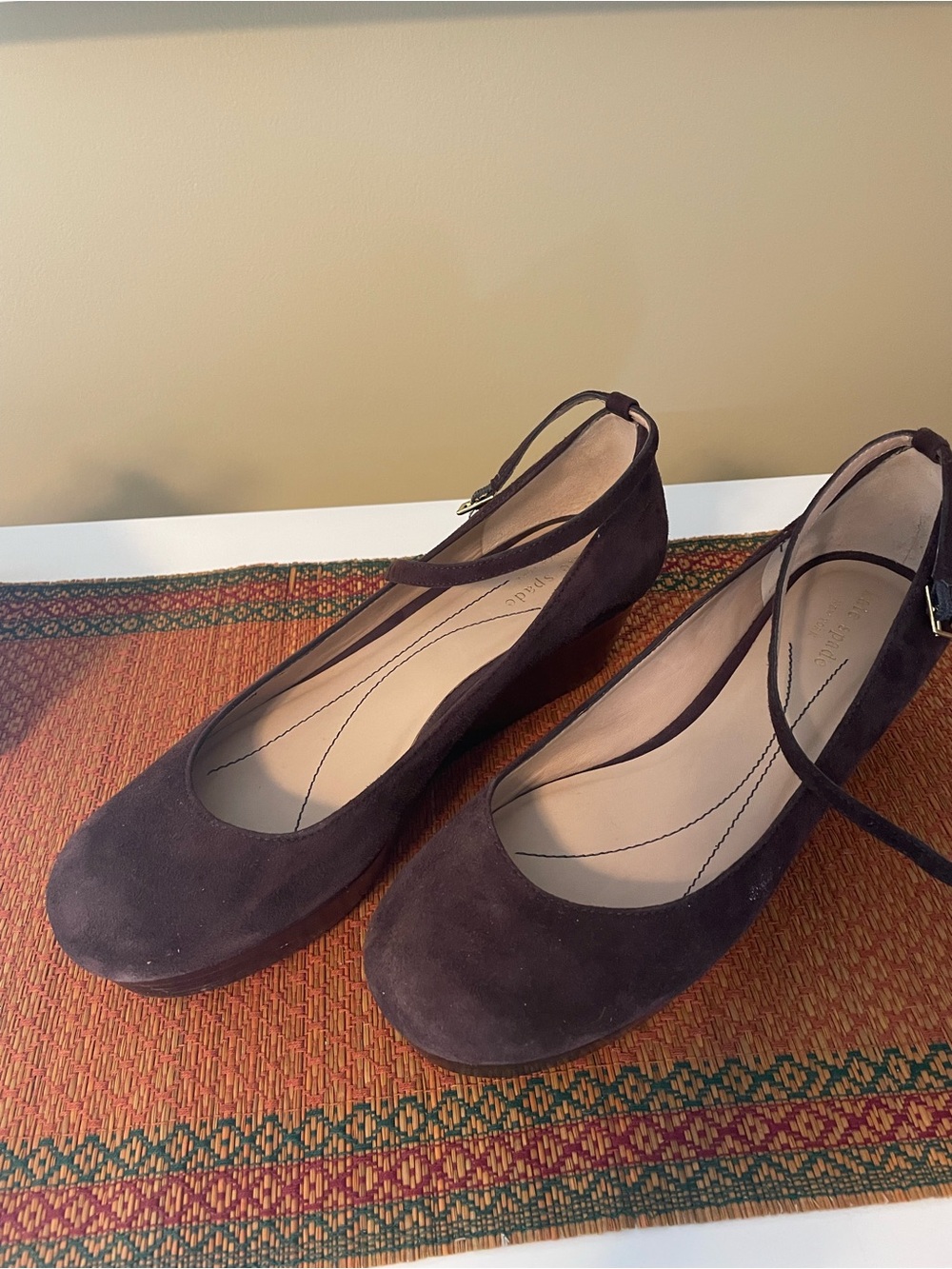 Kate Spade Women’s Brown Suede Ankle-Strap Wedges